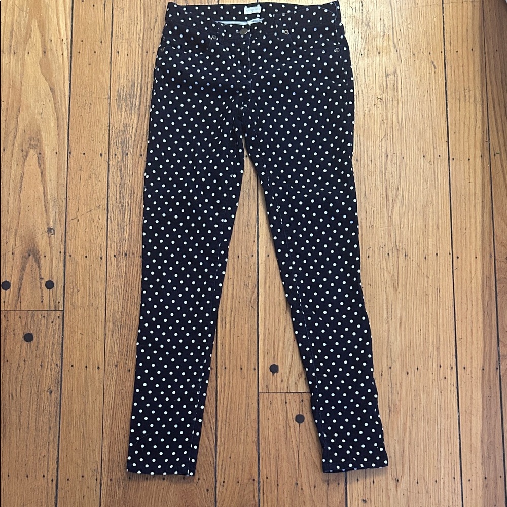 Kids J. Crew Navy Blue and White Polka Dot Pants